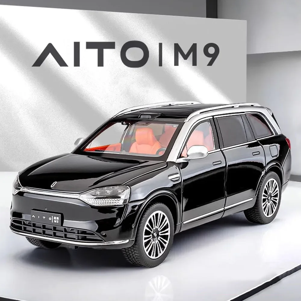 

1/24 Scale SERES AITO M9 Car Toy Model Alloy Diecast with Sound Light SUV 6 Doors Opened MPV Vehicles for Boys Birthday Gifts