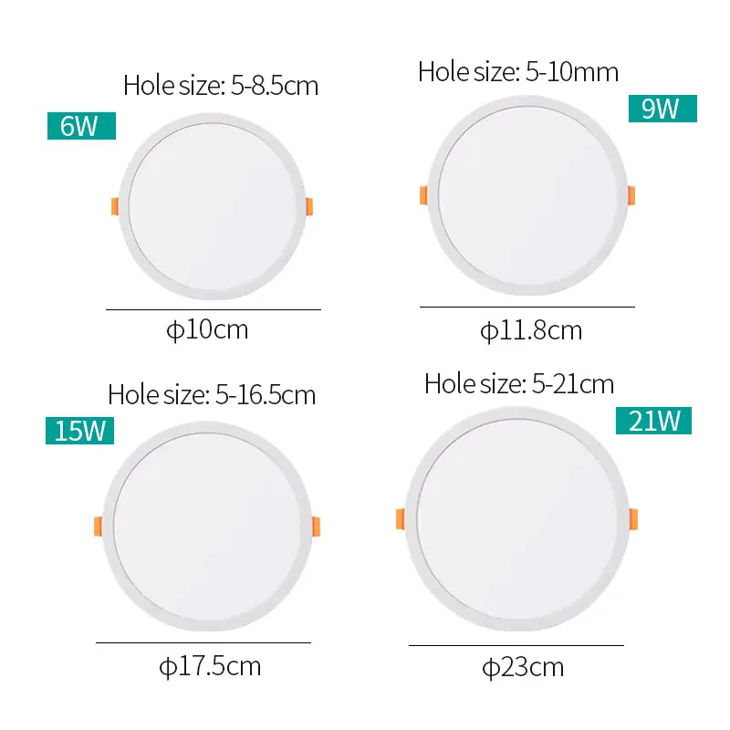 Ultracienki downlight LED [regulowany otwór 5 cm-21 cm] bezpłatne otwieranie oświetlenie panelowe 6W 9W15 W21W 220V salon oświetlenie sufitowe z