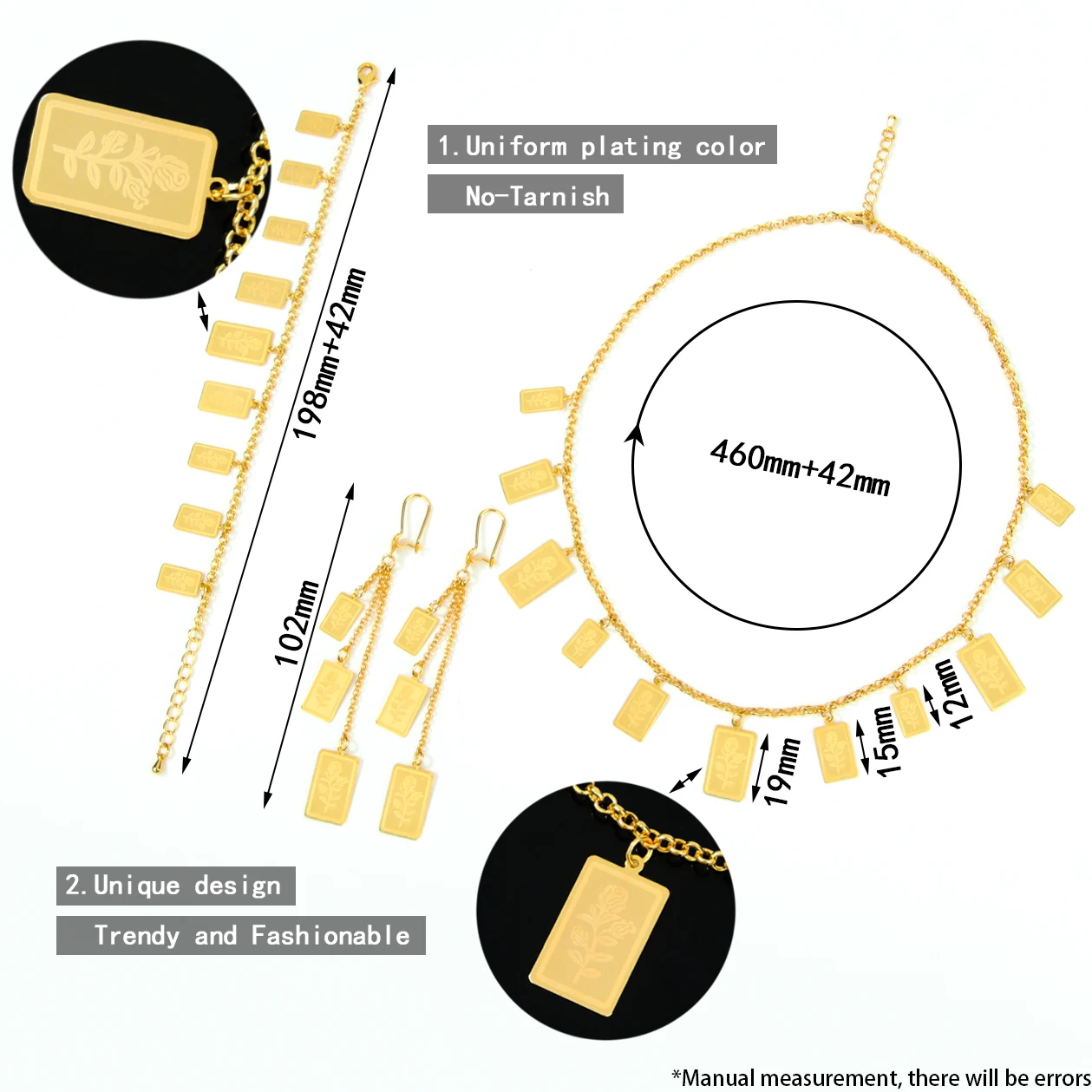Türkisches Mode-Münzschmuck-Set 21k Vergoldet Nigeria Braut Hochzeit Halskette Armband Ohrringe Arabischer Frauen-Goldschmuck – Detail 5