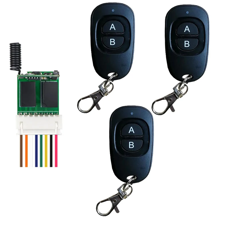 2CH Relay Wireless Remote Control Switch 433mhz RF Mini Small 3.7v 5v 6v 9v 12v Momentary Controller Module trigger reset button