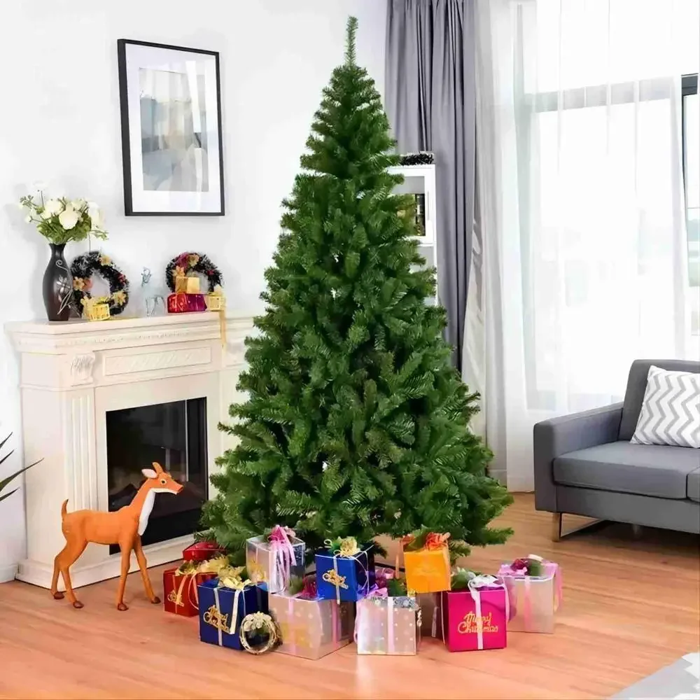 Árbol de Navidad verde sin iluminación de 6 pies, Base de soporte de Metal, Material de PVC esponjoso, 1000 puntas de rama, fácil montaje, uso interior, festivo, invierno