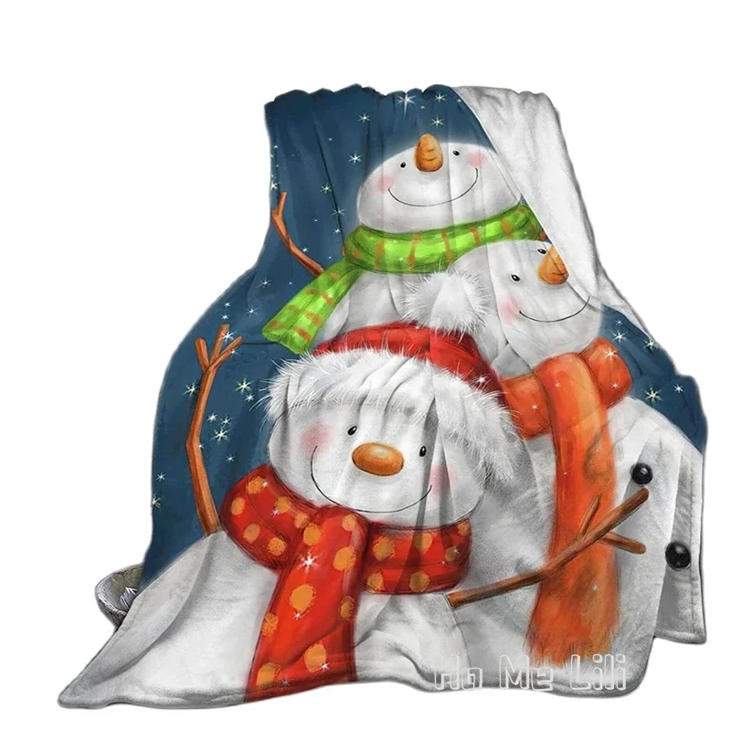 Merry Christmas Cute Snowman And Penguin By Ho Me Lili Flannel Blanket For Super Soft Cozy Comfort Warm Kids Adults Use