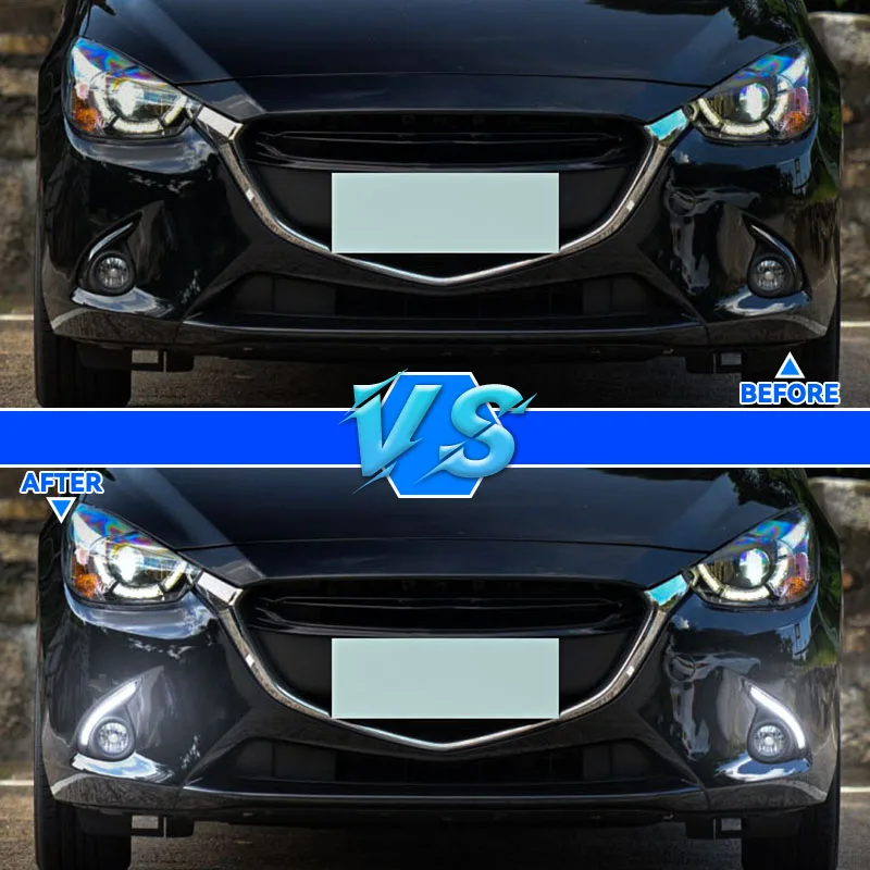 1 Set DRL For Mazda 2 Mazda2 Demio 2015 2016 LED DRL Daytime Running Lights Daylight Fog light cover yellow signal