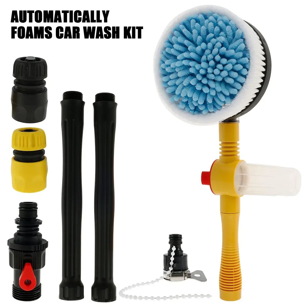 Car Wash Brush Cleaning Mop Foam Brush with Long Handle Automatic 360° Rotating Foaming Car Wash Mop Auto Accessories Tools2024