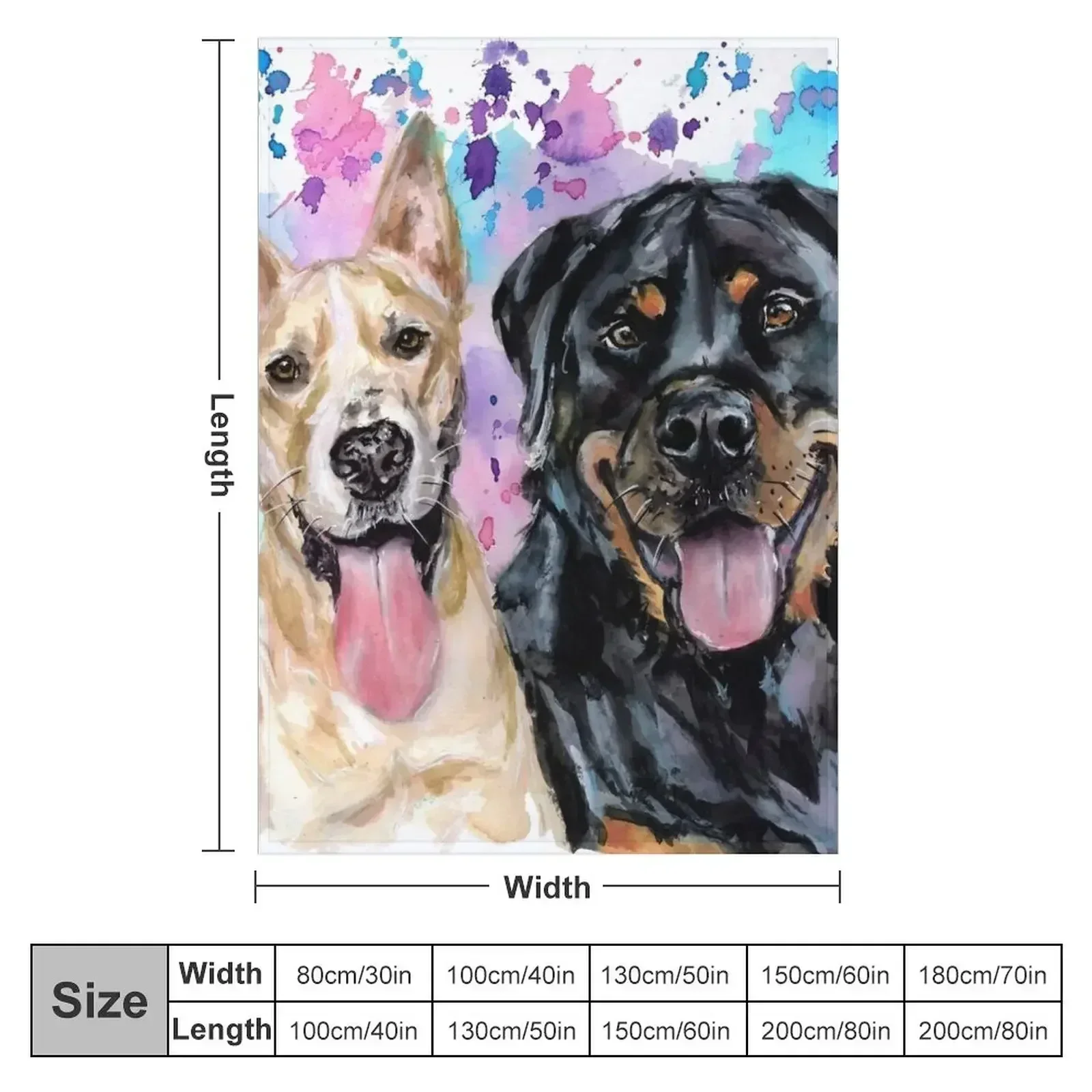 Watercolour Staffy Cross and Rottweiler Throw Blanket Beach for winter Polar Decorative Beds Blankets