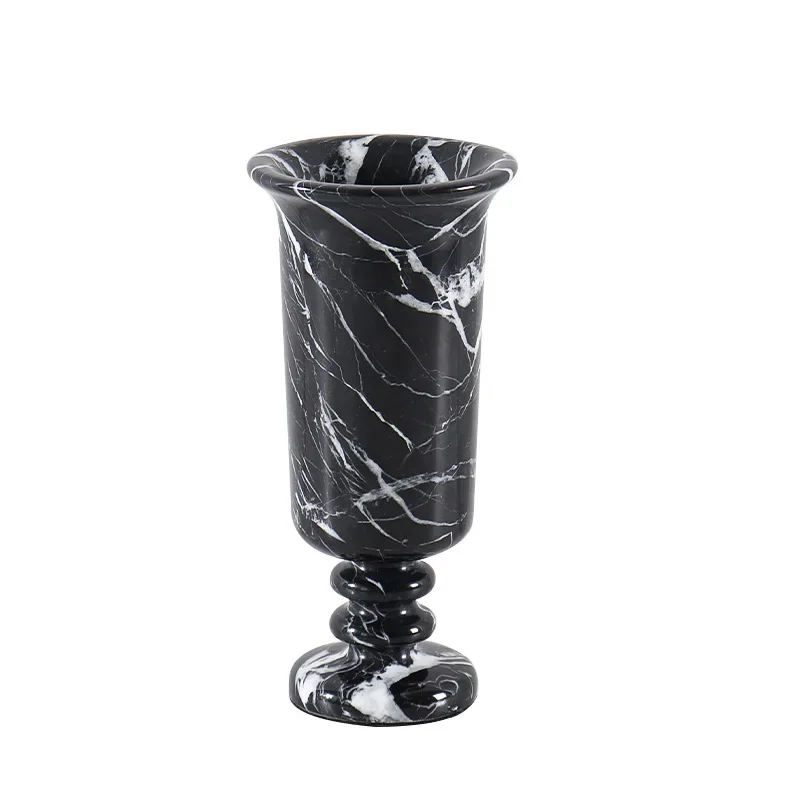 Simple modern natural marble vase model room dining table TV cabinet decoration desktop ornament crafts