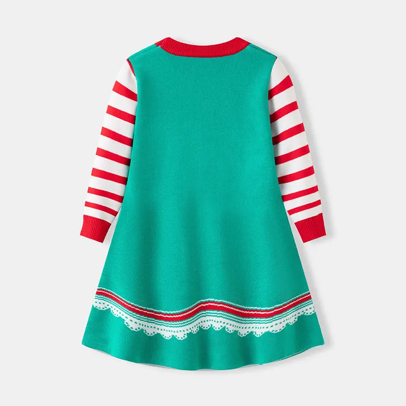 2026 European and American autumn and winter girl baby cartoon gingerbread man Christmas knitted pullover sweater children's dr