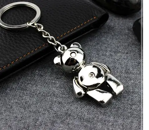 

100pcs/lot fashionTeddy bear key chain Cute gift Stainless Steel keychain keyring key holder keyfob 10cm