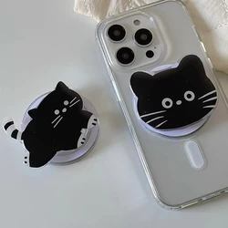 Korea Cute Cartoon Black Cat Magnetic Holder Grip Tok Griptok Phone Stand Holder Support For iPhone 15 For Pad Magsafe Smart Tok