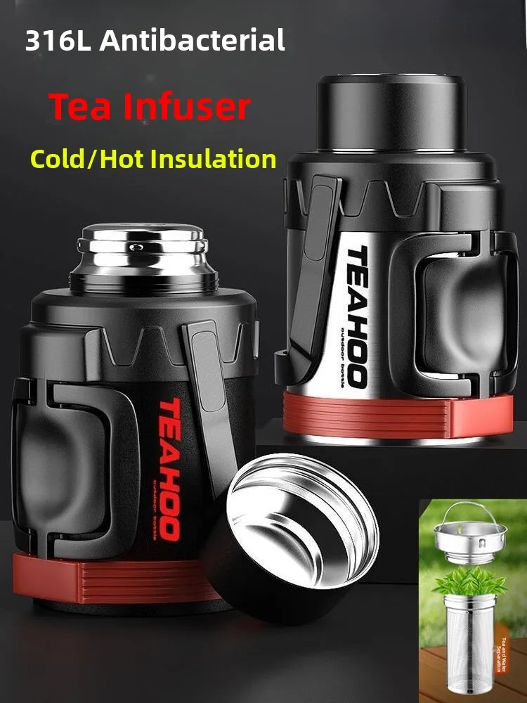 

Large Capaci 3L Stainl Steel Insulated Water Bottle Portable Outdoor Car Mounted Tea Water Separation All Steel Tea Pot