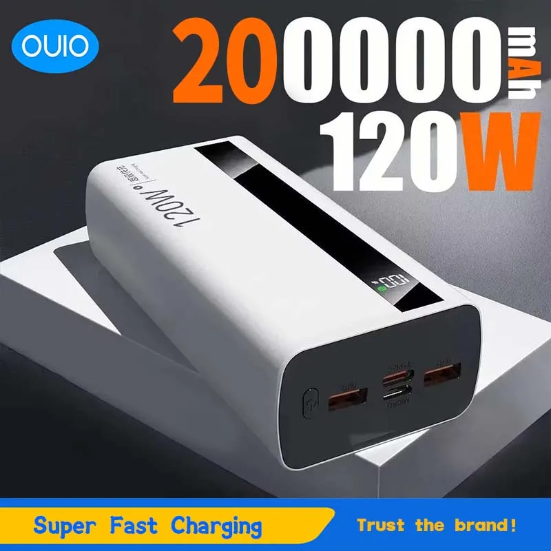 

200000mAh High Capacity 120W Power Bank Super Fast Charging Portable External Battery Powerbank For Iphone Samsung XIAOMI