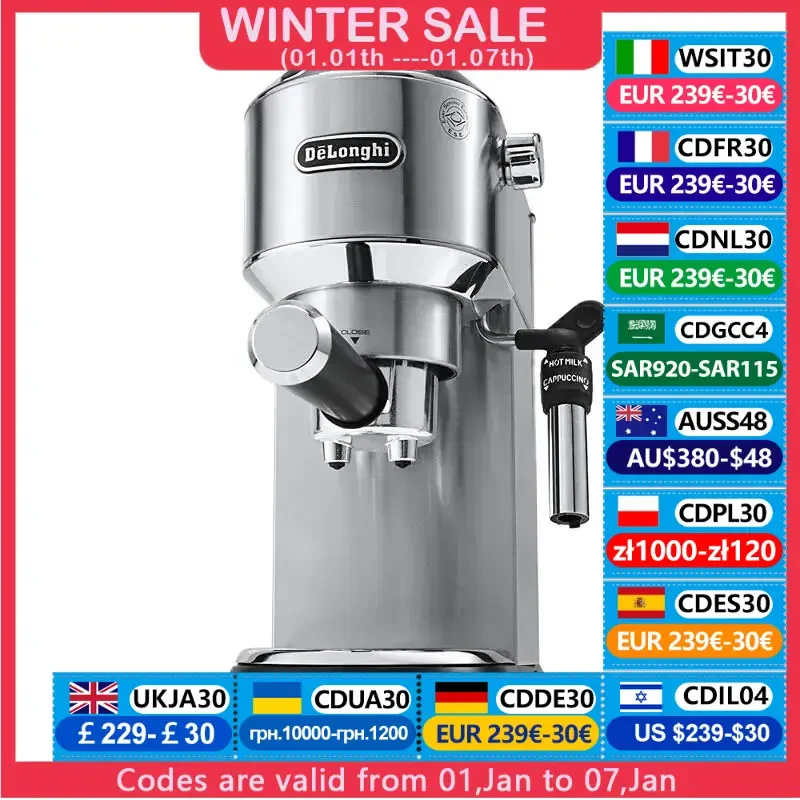 Delonghi ec685 automatische Kaffee maschine 1-2 Tassen Espresso maschine 15 bar Hochdruck extraktion Vorheizen Milchschaum