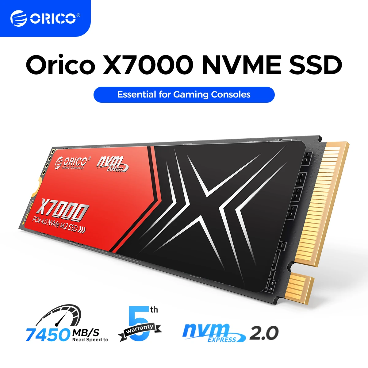 ORICO Gaming PS5 SSD PCIe 4.0 Up to 7450MB/s M.2 SSD 2280 PCIe 4.0X4 Internal Solid State Drive SSD for Gamers and Creators