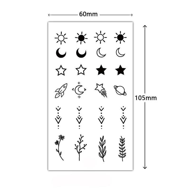 Tattoo Stickers Sun Moon Star Arrow Totem Small Planet Party Makeup Fake Tatto for Women Men Waterproof Temporary Hand Body Art