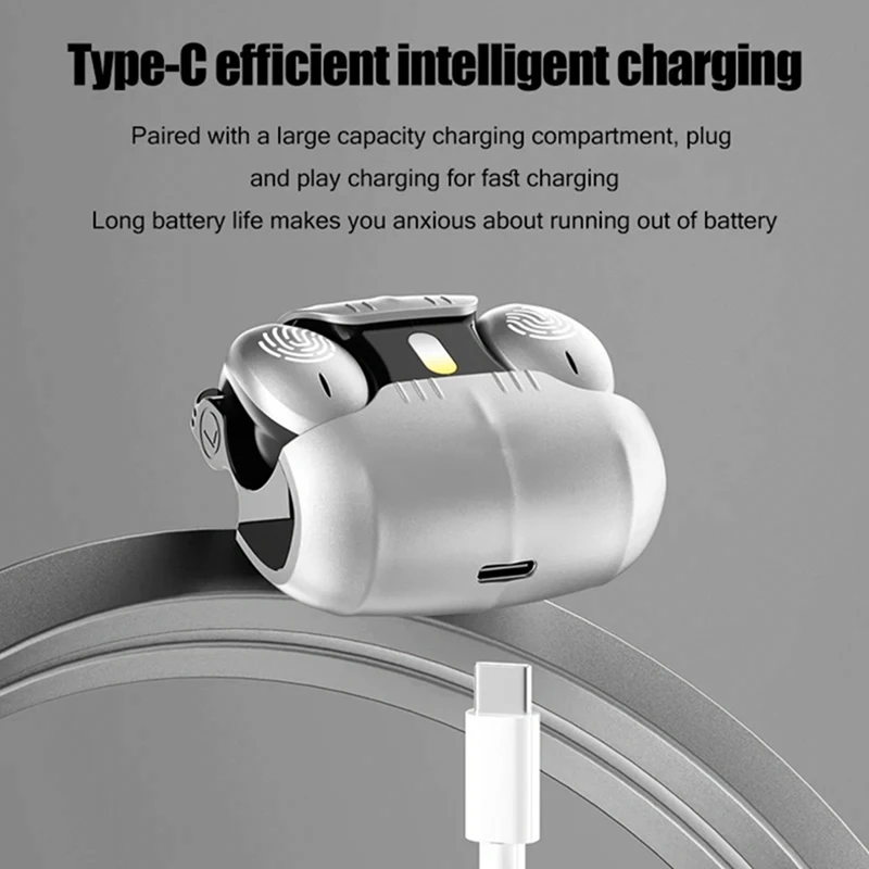 HFES – écouteurs sans fil Bluetooth 5.5, à Conduction osseuse, Clip d'oreille ouvert, lumière respiratoire LED, antibruit, pour la musique