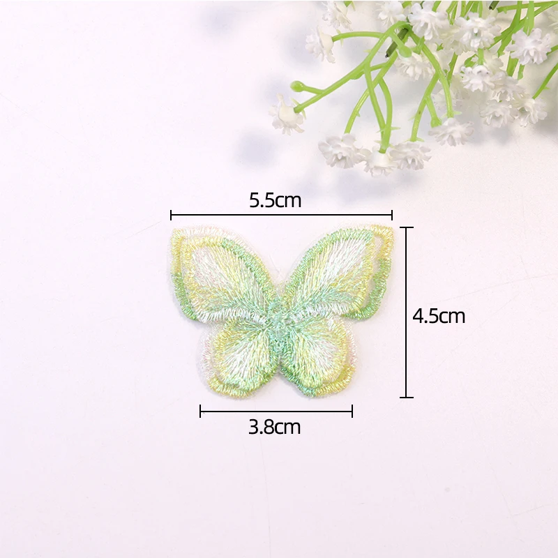 10PCS Colorful Butterfly Patches 5.5CM Double Layer Embroidered DIY Supplies Butterfly Patches for Clothing Sewing Accessories