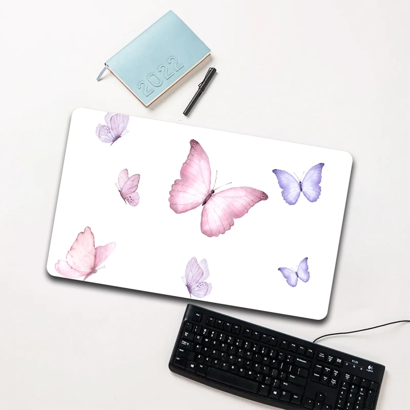 

Pink Purple Butterfly Mouse Pad Large Non-slip Waterproof Desk Mat for Laptop Office