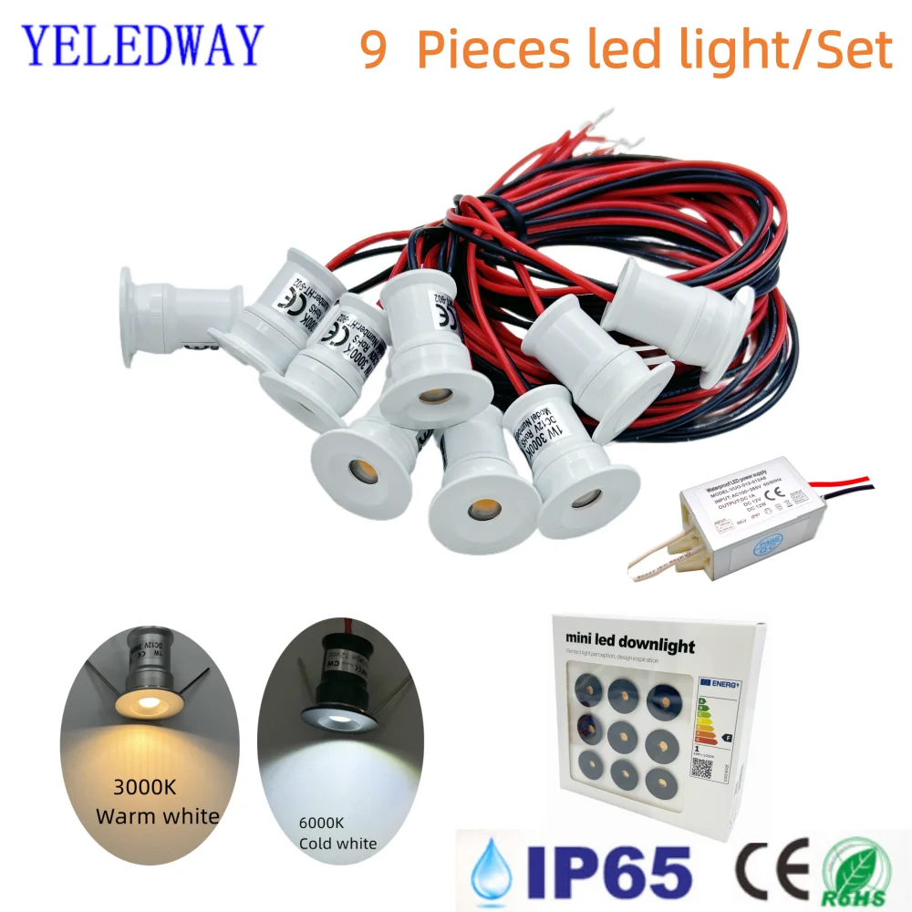

1W Mini Cabinet Spotlight Recessed Spot Led Light 12V Ceiling Downlight Indoor Stairs Ambient Spots Lamp KTV Party Lighting 220V