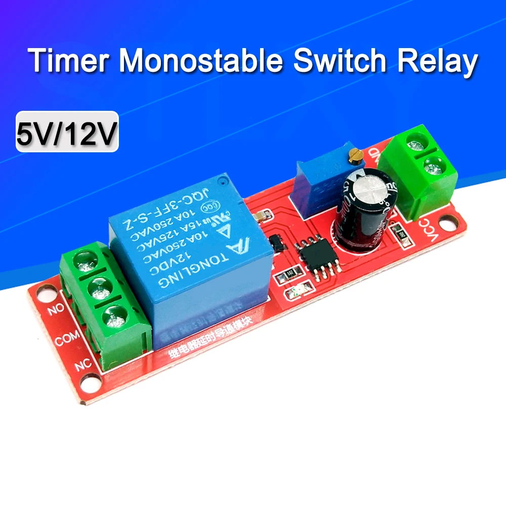 1/5/10Pcs NE555 Timer Switch Adjustable Module Time delay relay Module DC 5V / 12V Delay relay shield