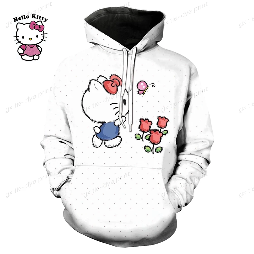 Hello Kitty Hoodie Men Women Hooded Pullover Sweatershirt Male Female Student Hip Hop Hoodie Sweatshirts 2024 New Cartoon Hoodie