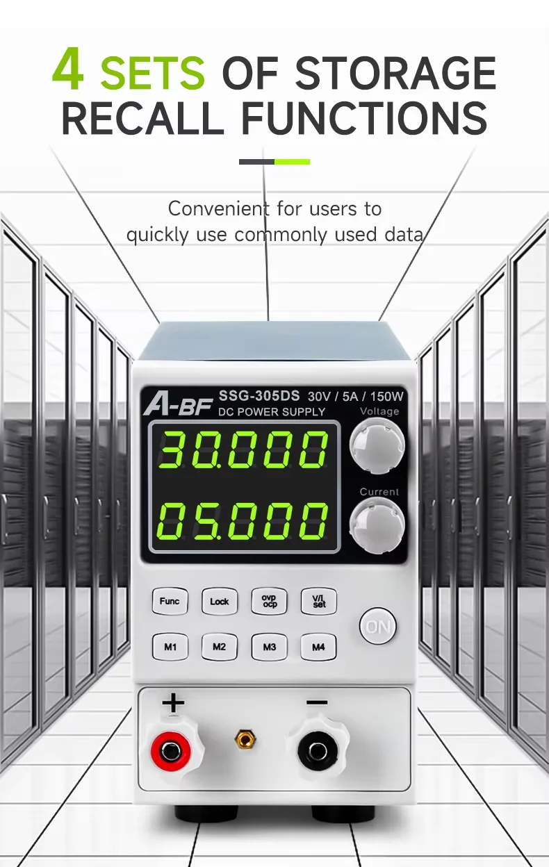 A-BF SSG-305DS Power Supply Adjustable Programmable Laboratory Bench Power SupplyDual 5-digit LED With Memory Function 30V 5A