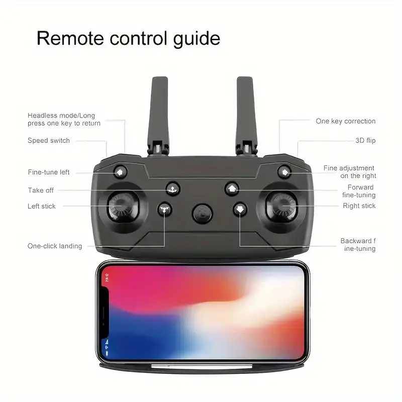 E88 Pro MAX drone offers optional screen remote control / regular remote control / 3PS battery, dual cameras, two batteries, brushless motor, obstacle avoidance function, foldable quadcopter. LED lights. Ideal gift. Suitable for beginners. - Image 5