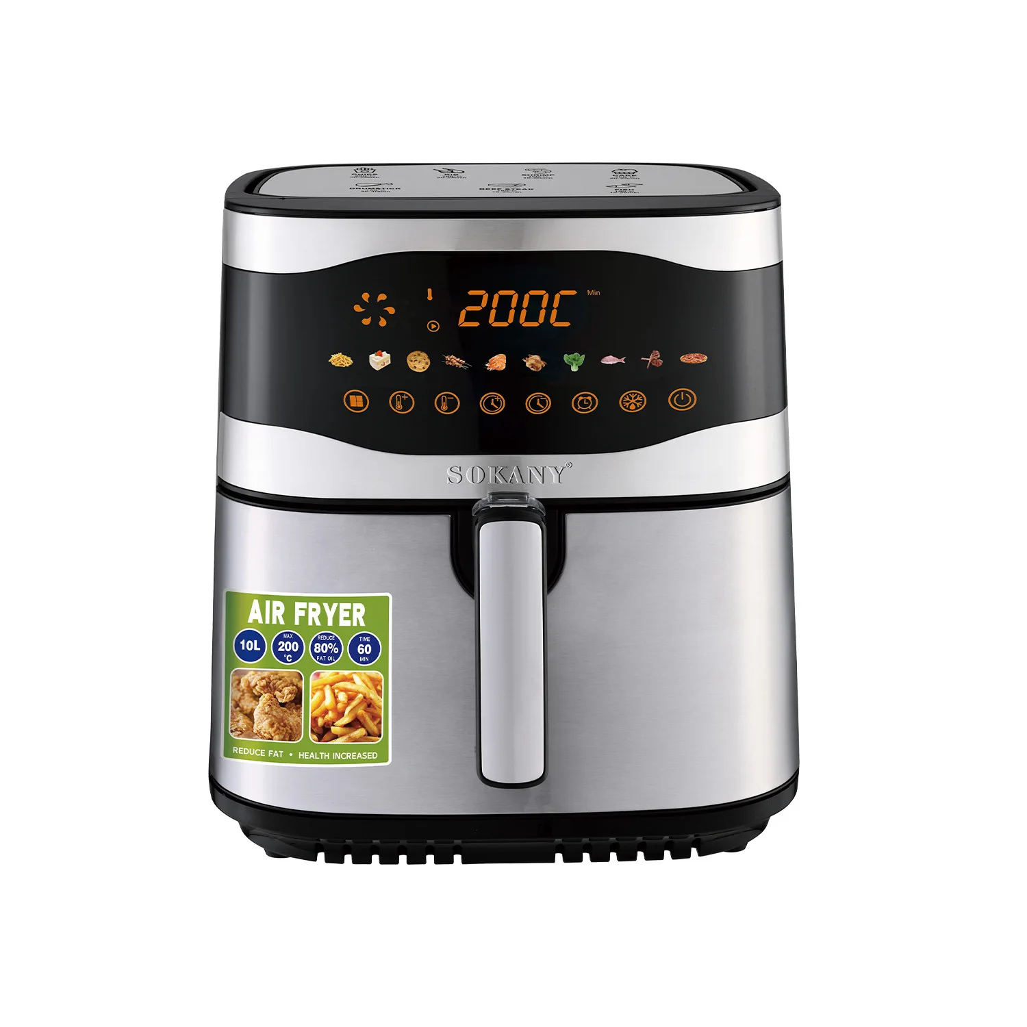 For Air Fryer Household 10L Stainless Steel Fryer Fried Chicken Electric Fryer