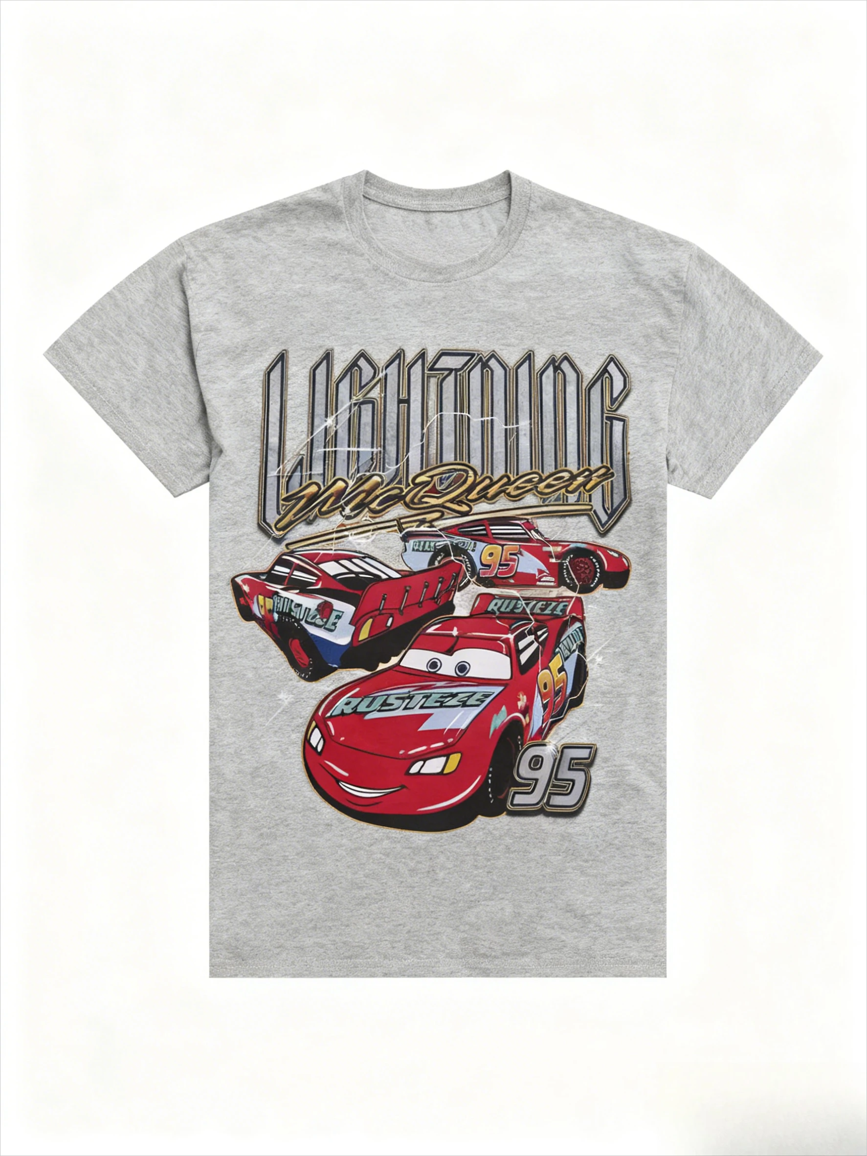 

Новинка Disney 2026, мужские и женские дышащие топы с круглым вырезом и короткими рукавами с принтом Disney Pixar Cars Lightning McQueen