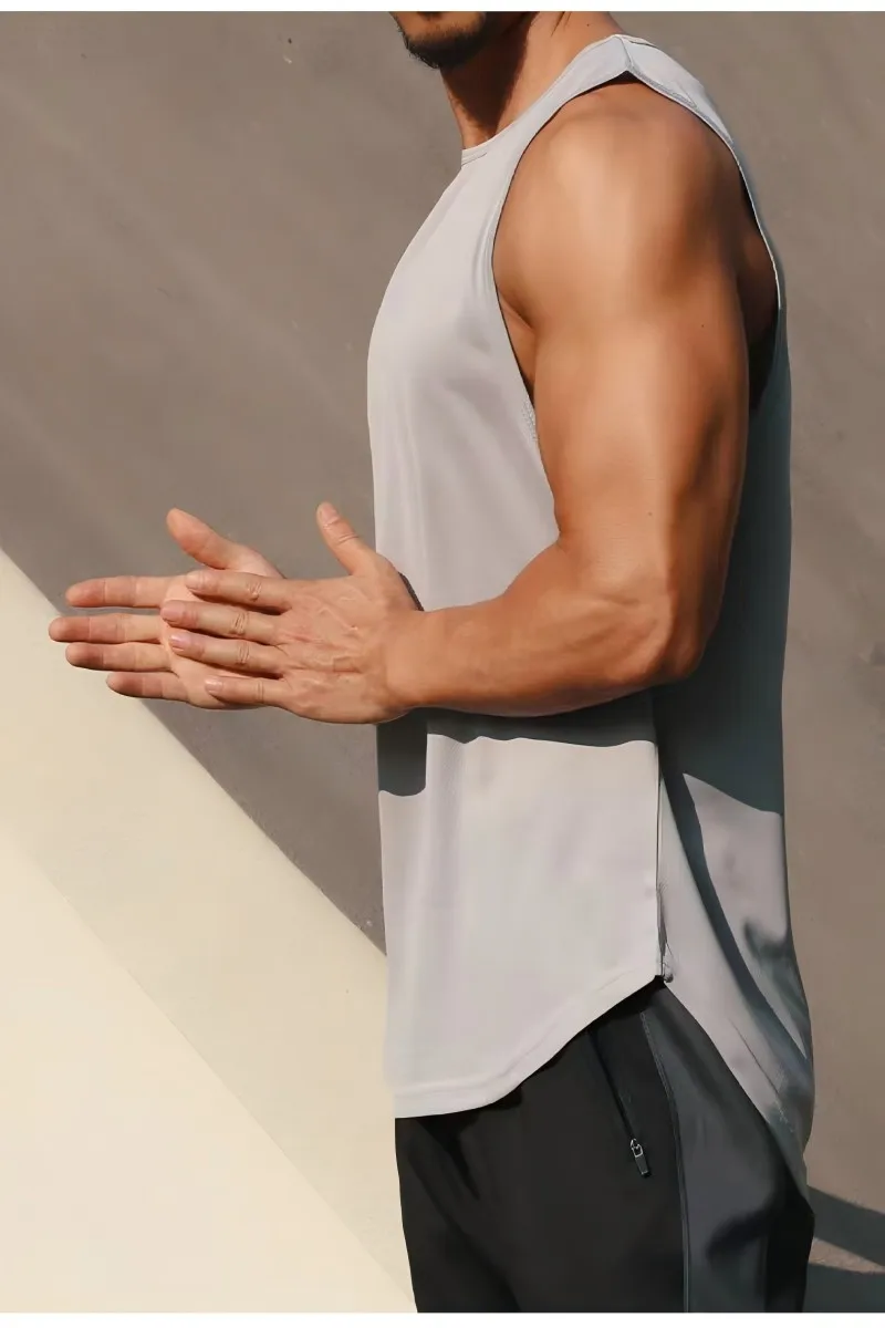 2025 Sleeveless Tank Top T-Shirt Sports Fitness Basketball Uniform Quick-Dry Breathable Elastic Round-Neck Training Garment