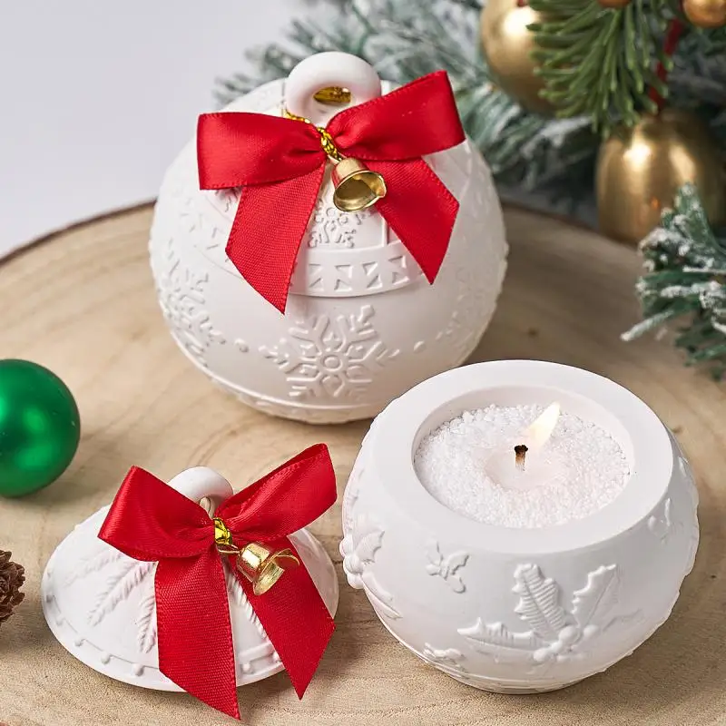 Runde Weihnachtsglas-Silikonform zum Selbermachen, handgefertigt, Relief, Beere, Schneeflocke, Duftkerze, Glas, Geschenkbox, Gips, Bastelform, Heimdekoration