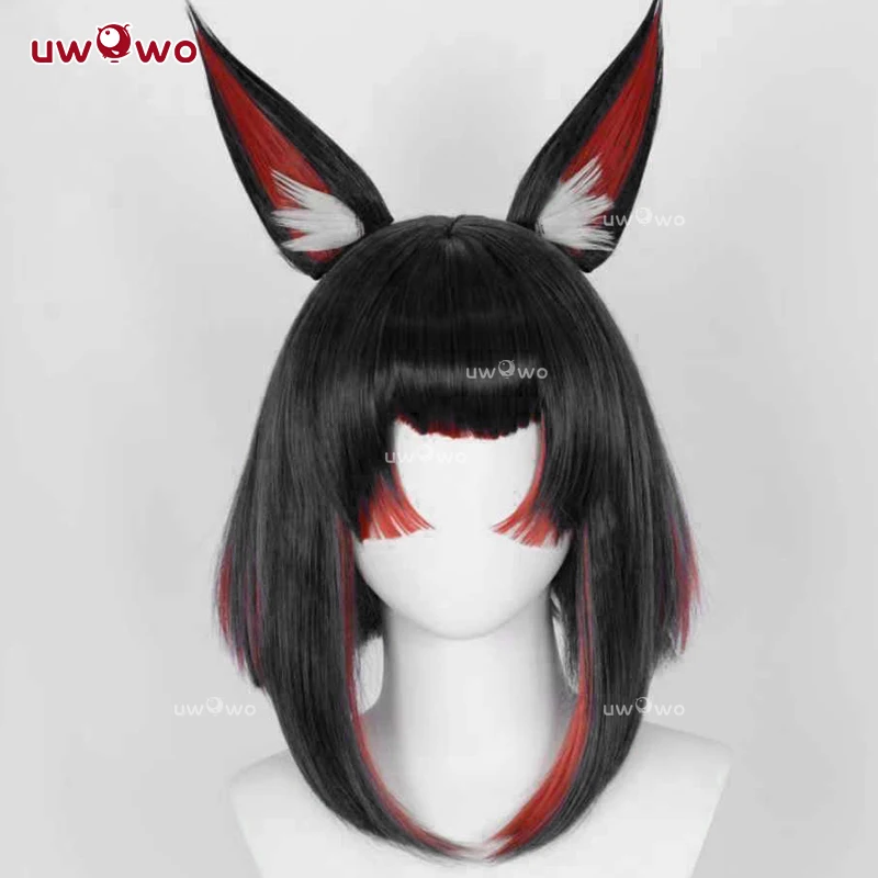 

UWOWO Ahri Wig Game Ahri After Hours Mythic Variant Cosplay Wig With Ears ShortBlack Wig Halloween Wig