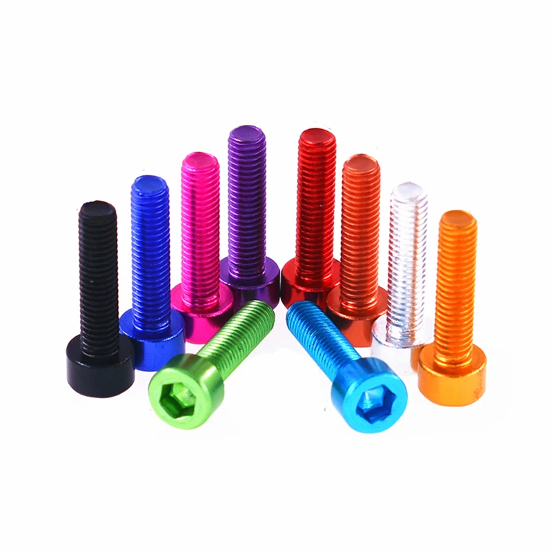 Alumínio colorido anodizado Hex Hexágono Soquete Cap Cabeça, parafusos de máquina, DIN912, M3 M4 M5 M6, 10Pcs