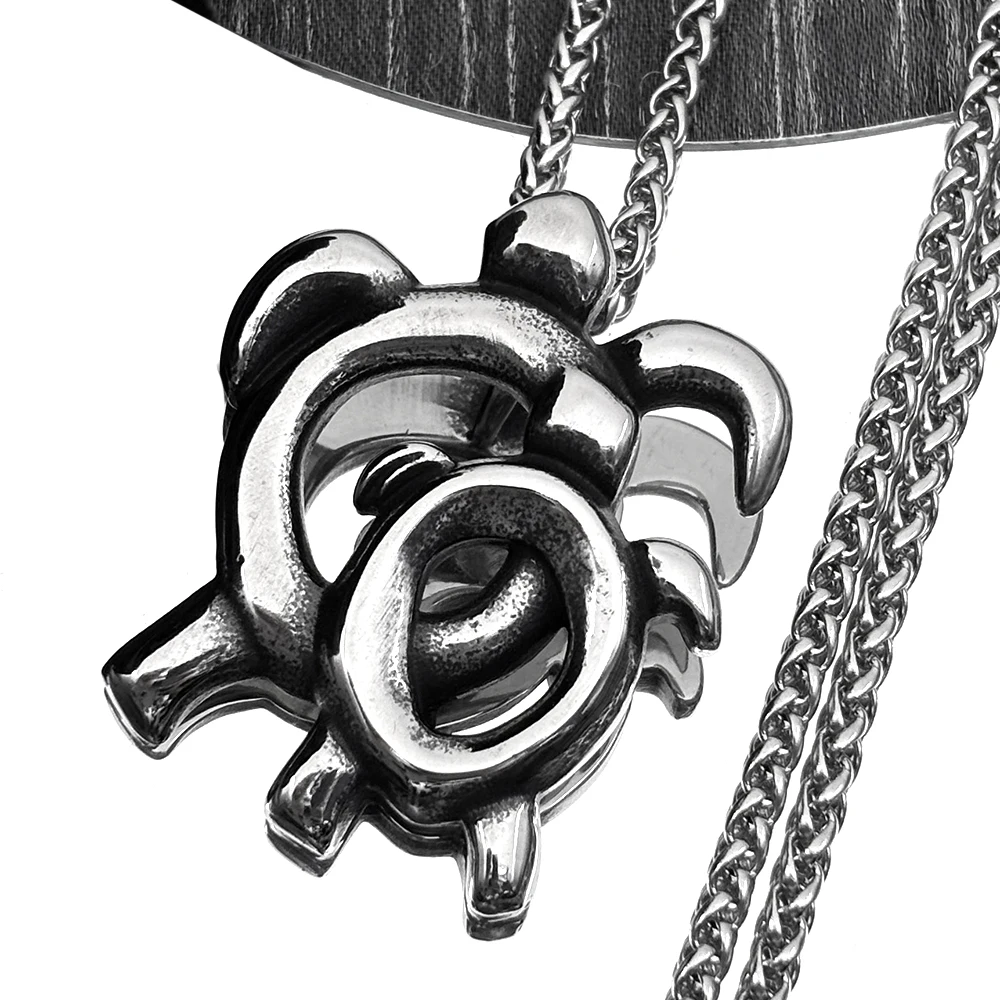 Vintage Hollow Mother Children Turtle Pendant Necklace For Women Men Stainless Steel Silver Color Tortoise Party Jewelry Gifts