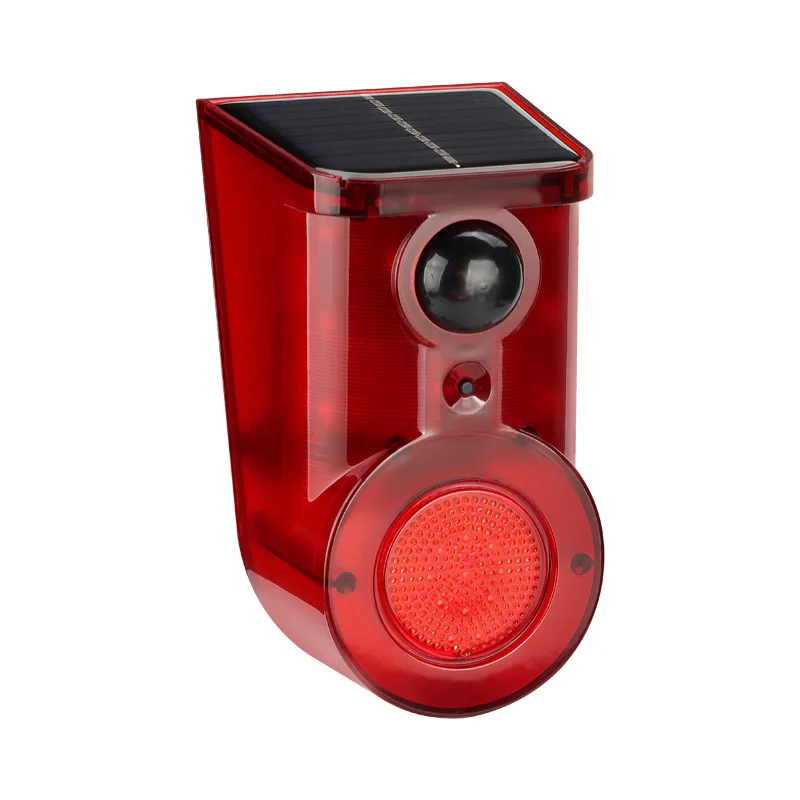 1PC Solar Motion Sensor Alarm Device Audible And Visual Alarm Waterproof 110dB Alarm&Strobe Light For Indoor Electrical Parts