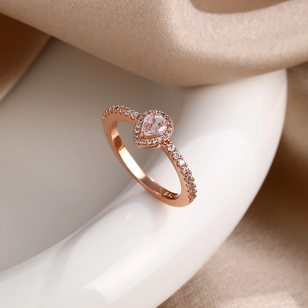 925 Sterling Silver Multi-color Stackable Rings for Women Cubic Zirconia Heart Rose Crown Design Wedding Band Jewelry Gift - view 3