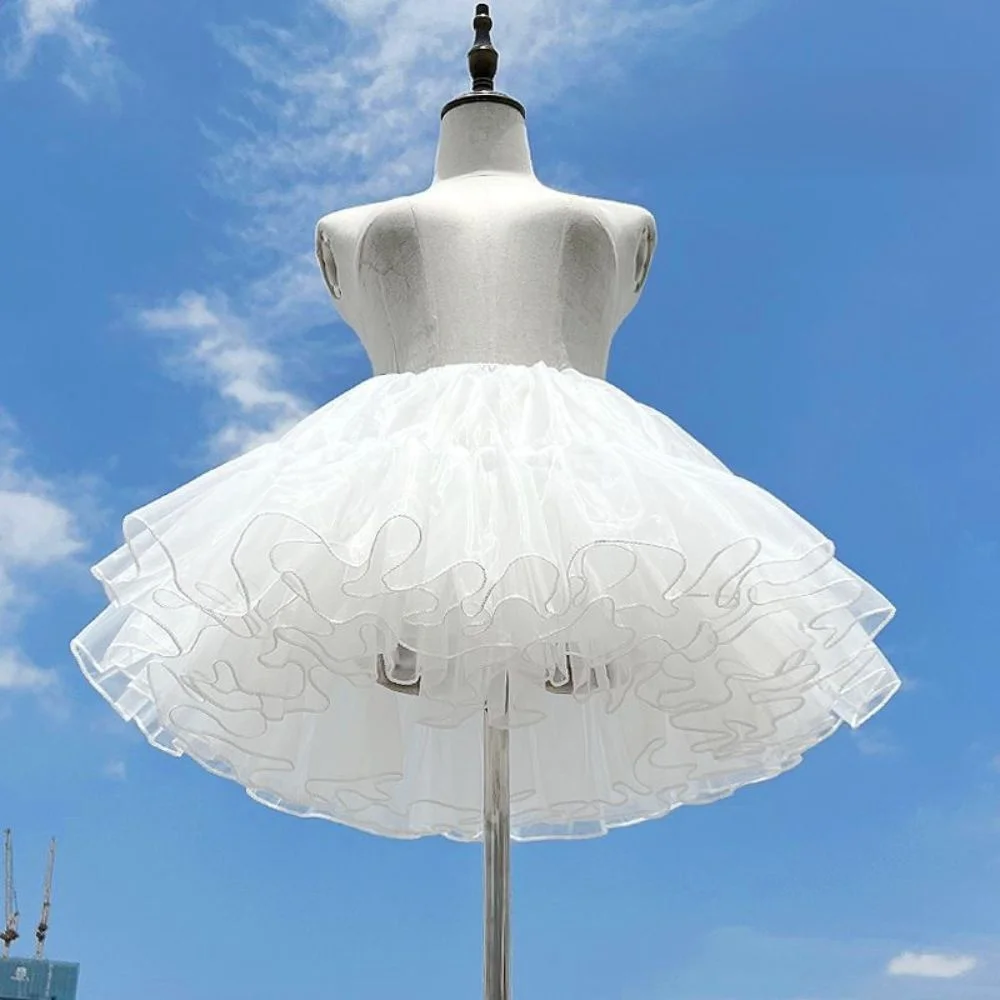 Kawaii 4 Layer Lolita Petticoat 30/35/40/45cm White Puffy Skirt Soft Boneless Fluffy Bottoms Skirt Support Party
