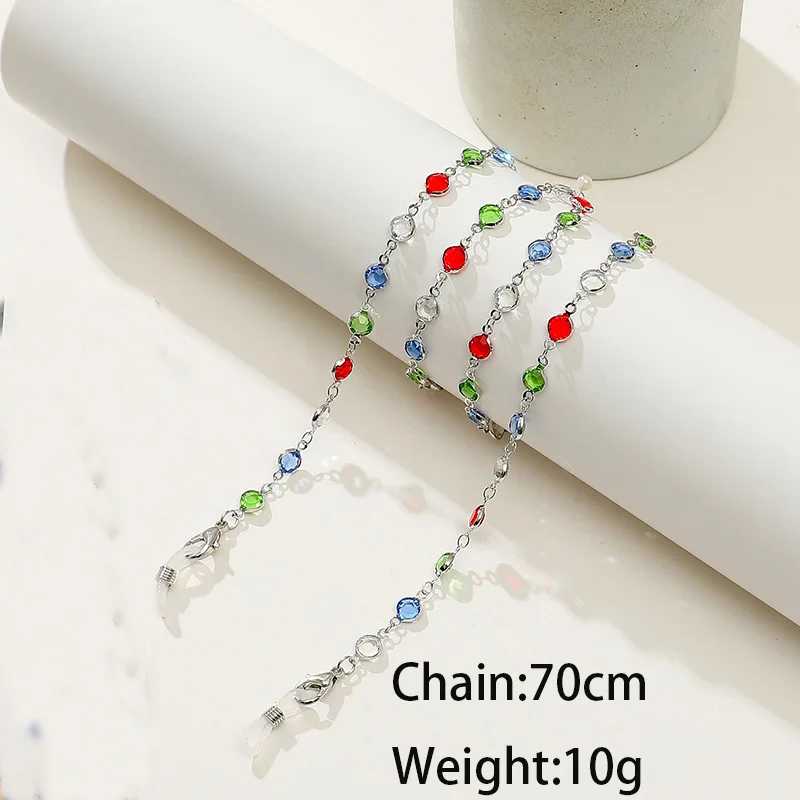 Colorful Crystal Beads Eyeglass Holder Fashion Glasses Chain for Women Eye Accessories Eyewear Straps Cord Sunglasses String