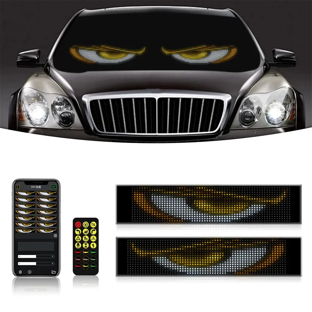 

Светодиодная автомобильная лампа для глаз Devil's Eye Truck Dynamic LED Matrix Panel RGB 5V Intelligence USB Decor Control Car App Sign Pixel Blueto M3X5