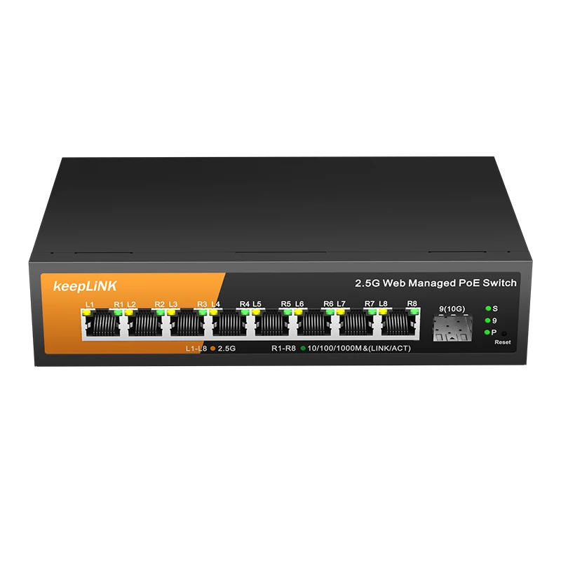 KeepLink 9-Port Multi-Gigabit Managed Switch with 8-2.5Gbps PoE and 1-10Gb SFP+ Uplink