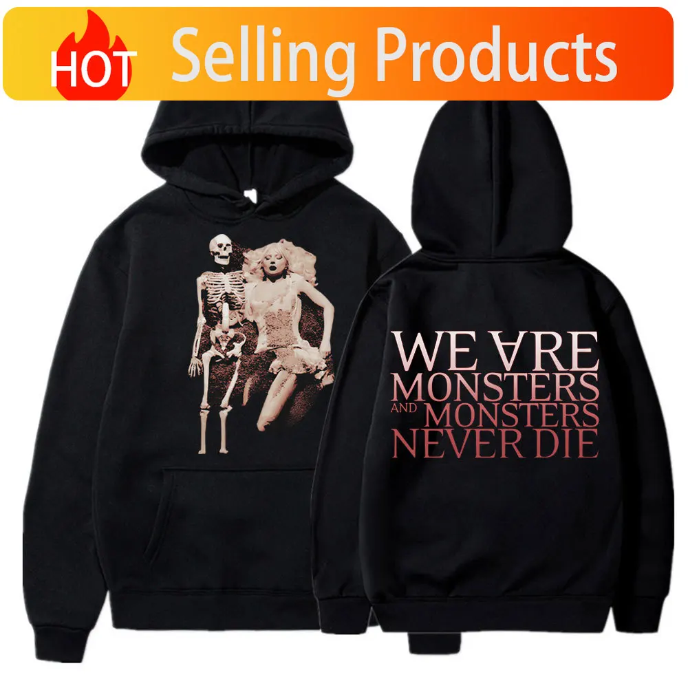 Lady Gaga The Mayhem Ball Tour 2025 Vintage Hoodies Little Monsters Gothic Hip Hop Trend Sweatshirt Men's Fleece Loose Tracksuit