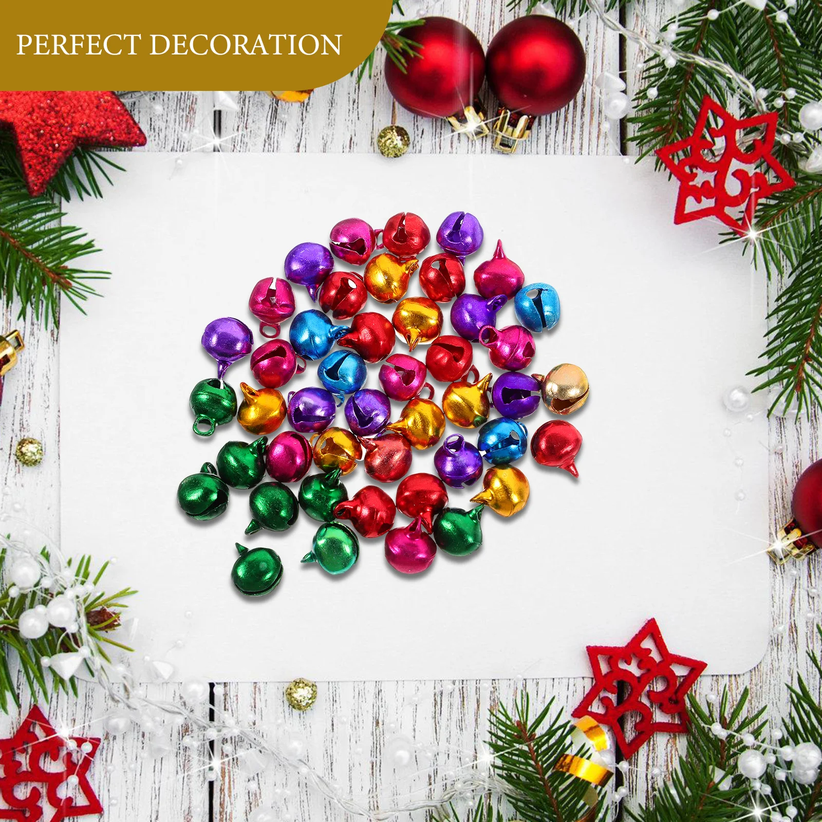 

100Pcs Iron Jingle Bells Colorful 10Mm Loose Beads DIY Party Decoration Xmas Tree Pendant Bracelet Craft Accessories