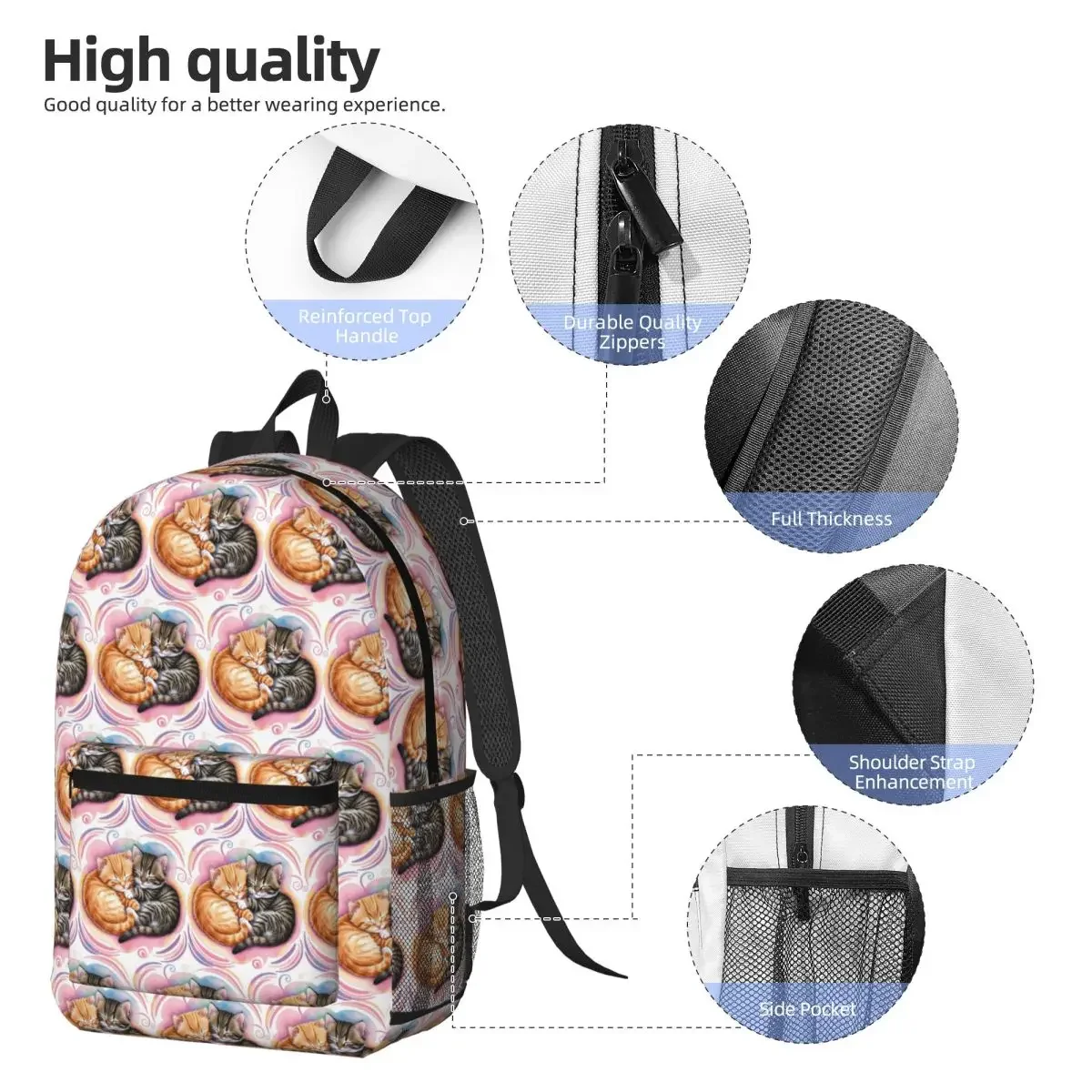 Ginger Tabby And Grey British Kitten Cat Hug Backpack Student BookBag Kids School Bag Laptop Shoulder Bags for Men Women
