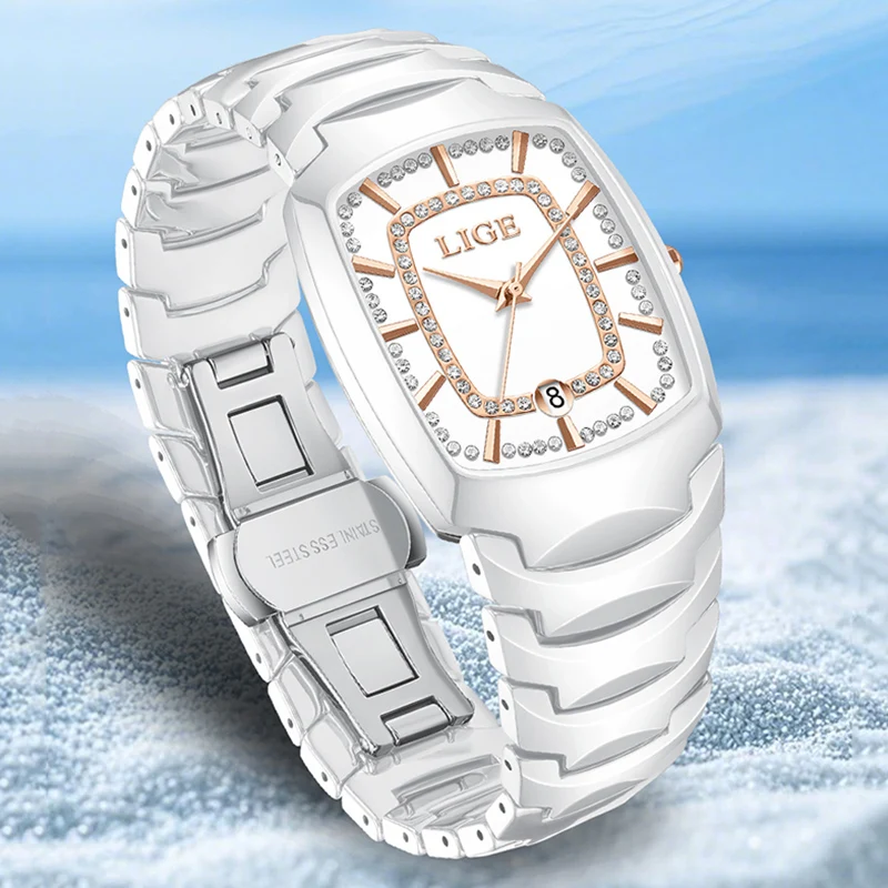LIGE Waterproof Watches for Women Fashion Elegant Women's Bracelet Watch Creative Sports Square Watch Women Relogio Feminino+BOX