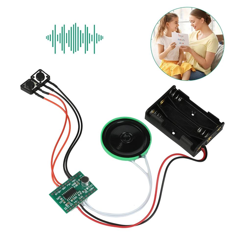 60-Second Recordable Voice Sound Module Two Button/Press Trigger DIY Voice Module For Greeting Card Gifts