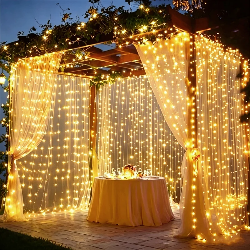 6M/4M/3M Curtain String Lights USB Plug 8 Lighting Modes Christmas LED Lights with Remote Control Indoor Fairy Garden Decoration