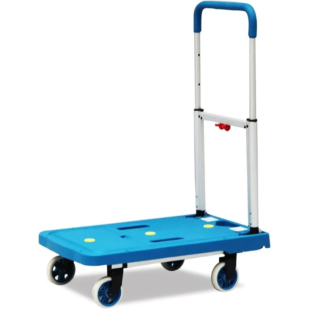 

Adjustable Handle Plastic Panel Hand Truck for Moving Parcels, Transport Cart with Wheels - Red or Black