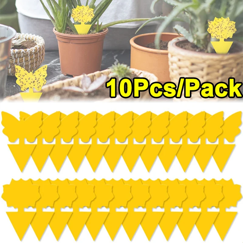 10/2Pcs Yellow Butterfly Shape Double-sided Sticky Board Garden Plant Flower Vegetables Mosquito Flies Trap Board Insect Sticker