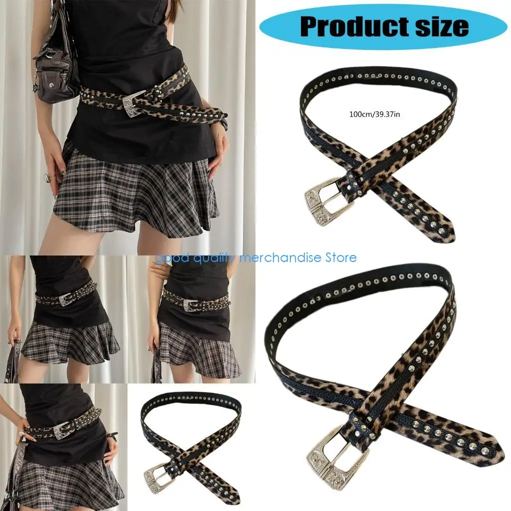 

Y5JD уникальный очаровательный пояс с шипами леопардового дизайна, аксессуар на талию в стиле панк, женский ремень