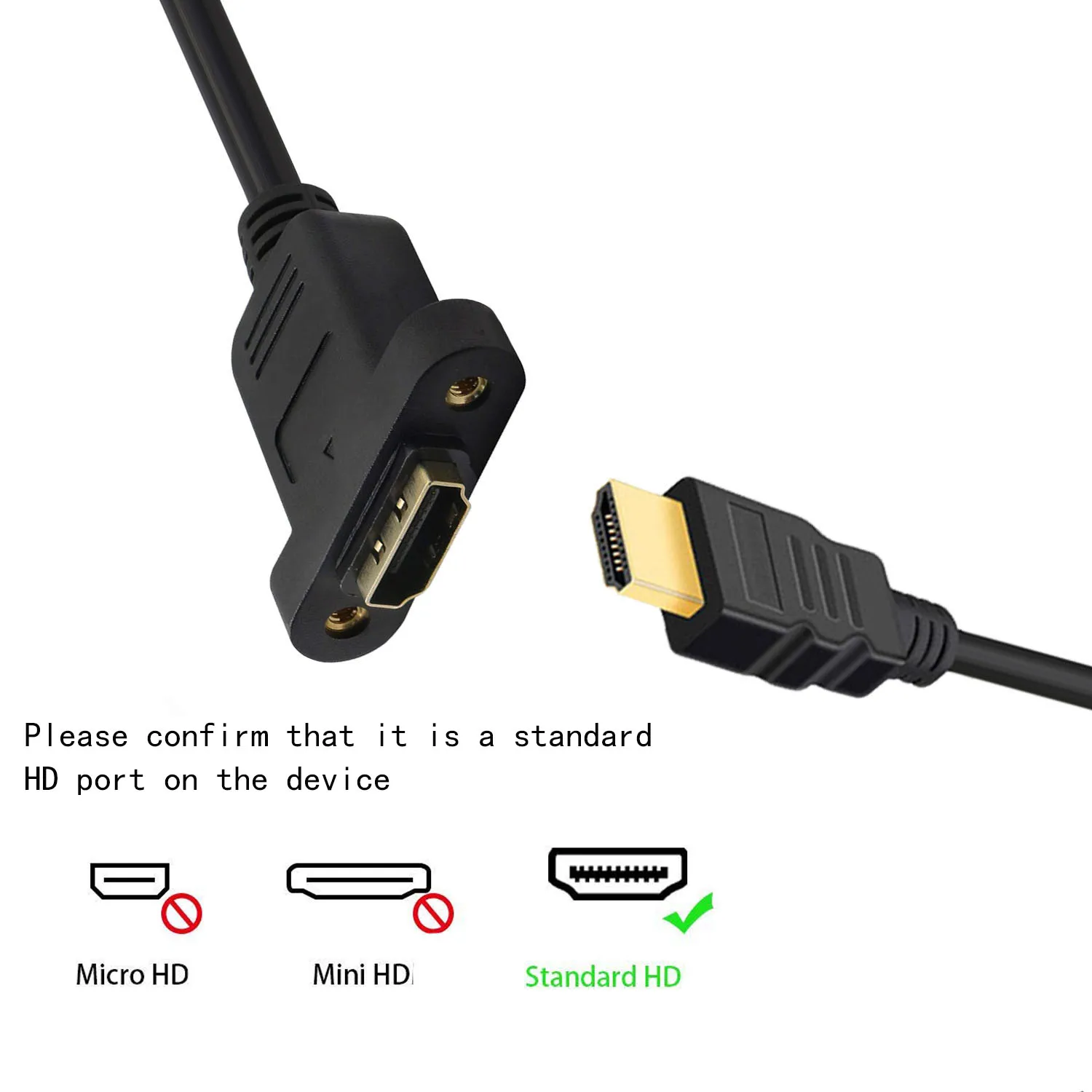 30cm Gold Plated HDMI-compatible Extension Cable Male to Female With Screw Panel Mount HD 1080P For PSP HDTV