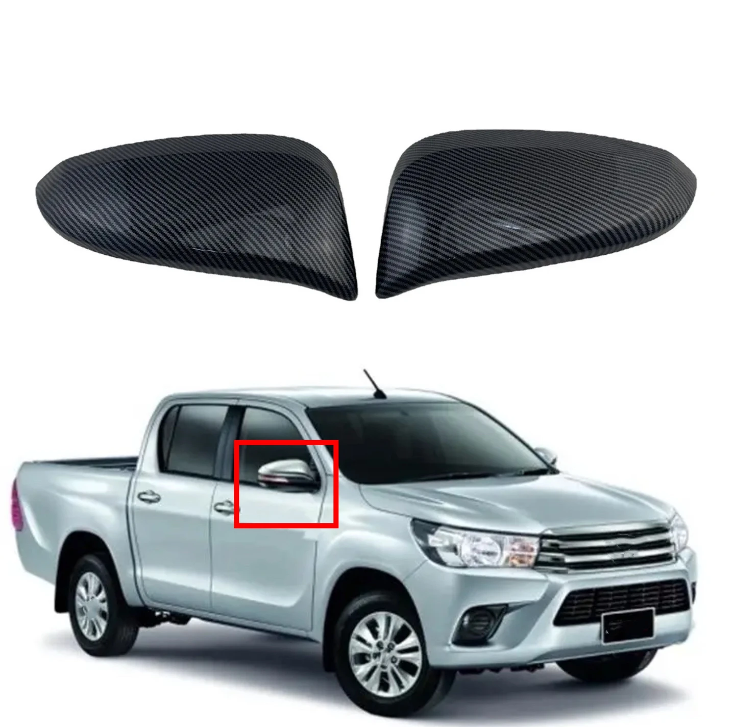 Carbon Fiber Car Rearview Side Mirror Cover Trim For Toyota Hilux Revo 2015 2016 2017 2018 2019 2020 2021 2022 ABS